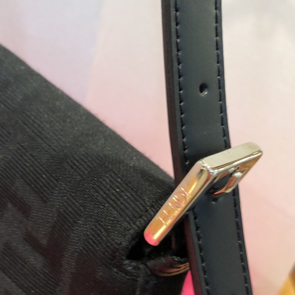 Fendi Iconic Black Zucca Big letters Fabric thick shiny New Vintage Impecable - Picture 3 of 12